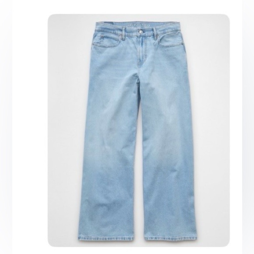 AE Strigid Low-Rise Ultra Wide-Leg Jean
Color: Light Aglow
Size: 12 Short